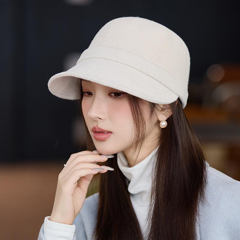 New Autumn and Winter Hat for Women's Woolen Thickened Warm Duck Tongue Equestrian Hat Renaissance Retro Versatile Newspaper Boy Hat