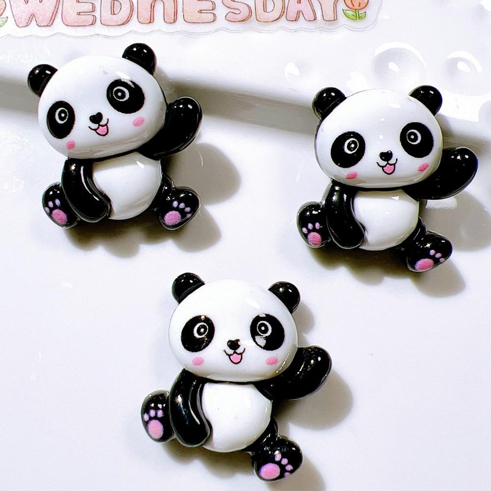 10 Pièces Nouvelles Mignonnes Colorées Collection Panda Dessin Animé, Ornement Dos Plat, Accessoires Nœuds Bijoux