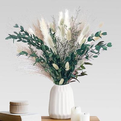 Small Reed Dried Flowers Bouquet Small Whisk Eucalyptus Leaves Dried Flowers Trollweed