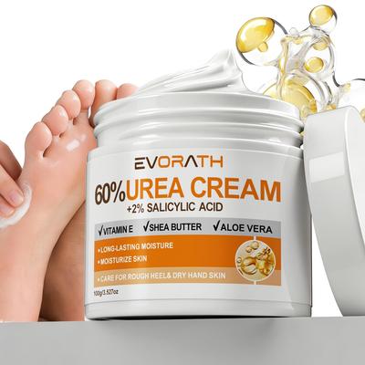 60% Urea Cream, Effectively Moisturizes Cracked Hands & Feet, With Vitamin E, Aloe Vera& Shea Butter, Quickly Absorbed-100G