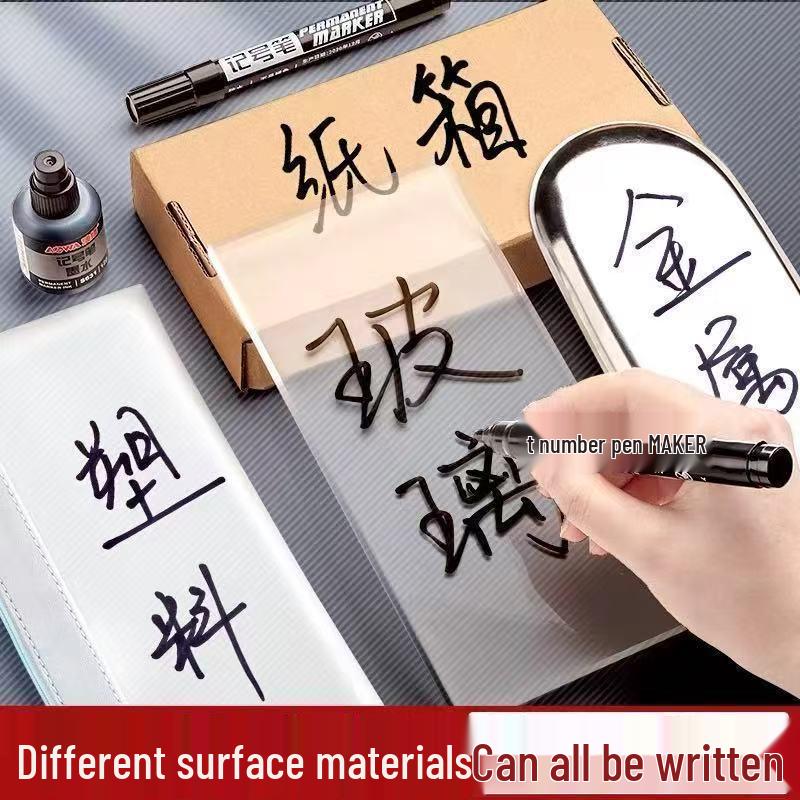 100-Pack Waterproof Black Oil-Based Quick-Drying Thick Tip Marker Pens