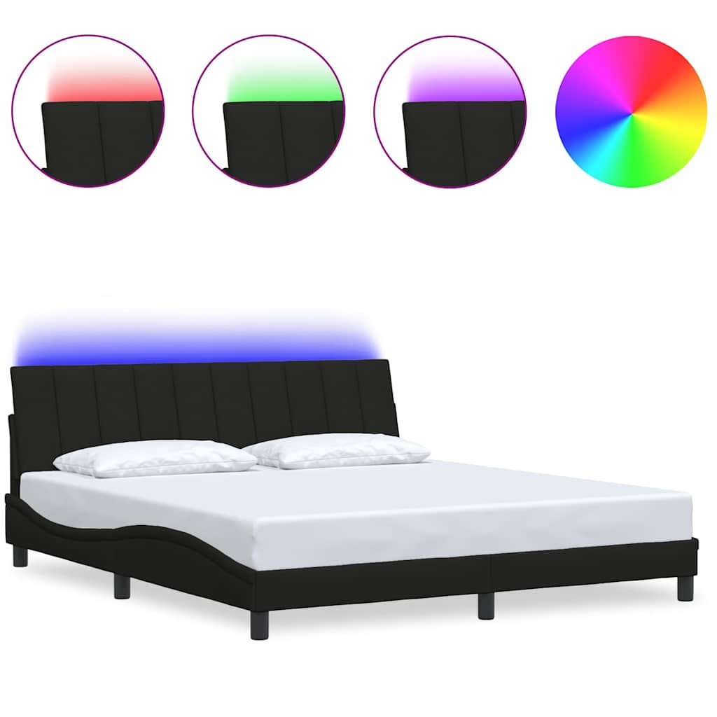 Bed Frame without Mattress  Hanko  Black 180x200 cm Fabric