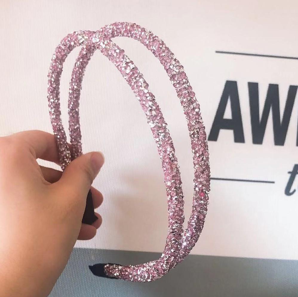 Fashion Rhinestone Hairband Women Full Diamond Super Flash double Crystal Side Hair Band Headband Hair Accessories