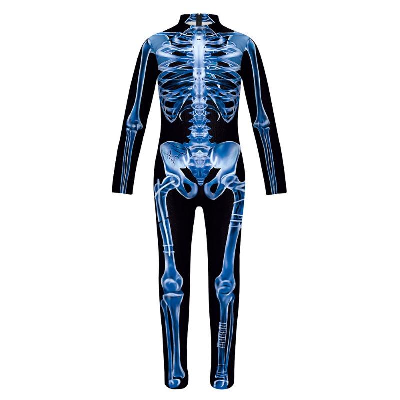 New Halloween Creative Skeleton Digital Printing Children's Performance One-piece Costume