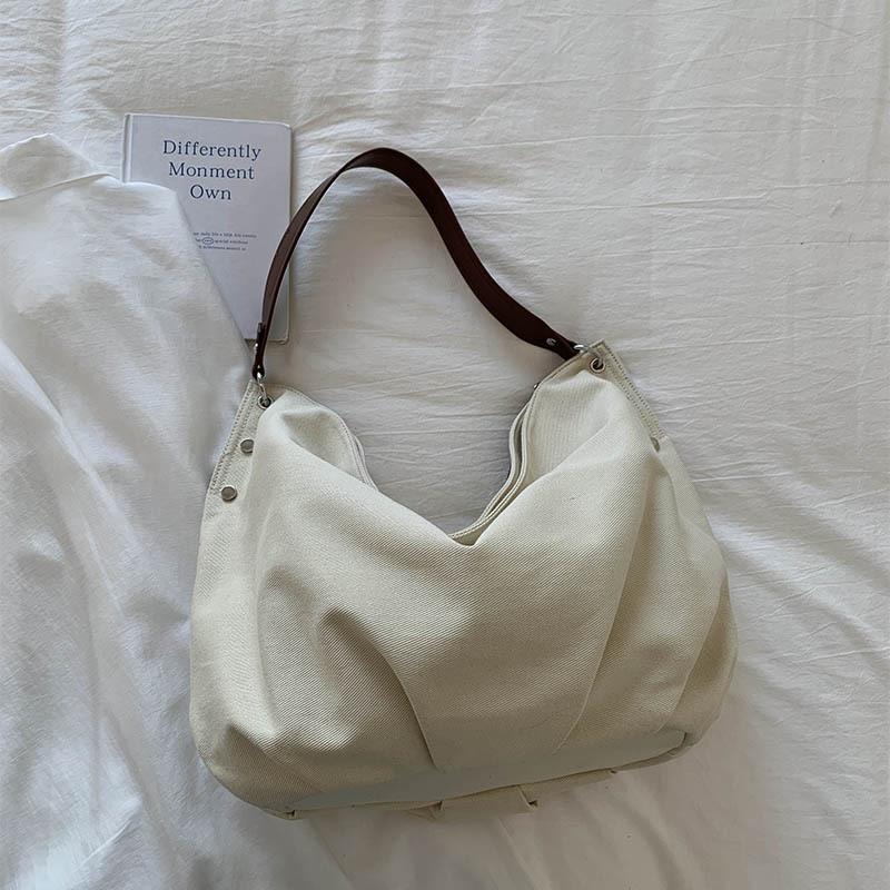 

Capacity high-value canvas bag women s 2025 new relaxed commuter tote bag lazy wind single shoulder crossbody белый