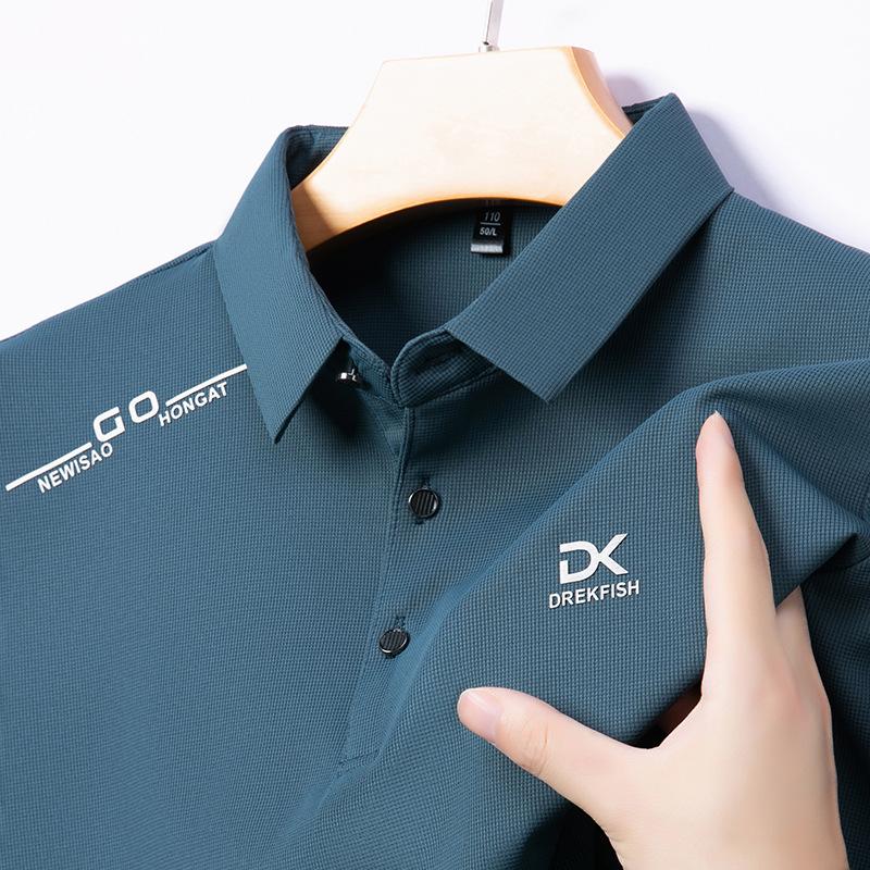 Polo Shirt Men'S Premium Long Sleeve Business Casual Men'S Small Waffle Stretch T-Shirt