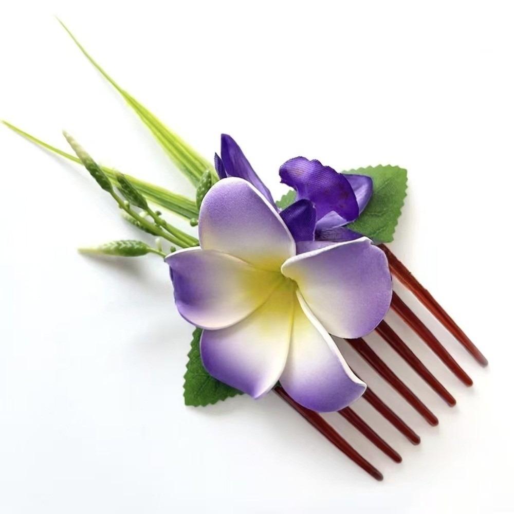 

Sweet Plumeria Hair Comb Elegant Bohemian Style Hair Clip Vintage Side Clip Hair Clip Women фиолетовый