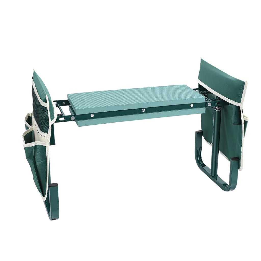 Siège-genouillère de jardin avec 2 poches à outils Hauteur Tabouret-banc de jardinage pliable pour s'agenouiller et s'asseoir