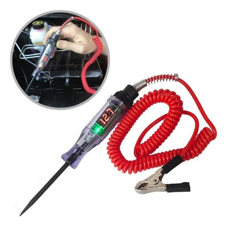 Car Truck Voltage High Quality Circuit Tester 6V 12V 24V DC Digital Display Long Probe Test Pen Automobile Diagnostic Tools