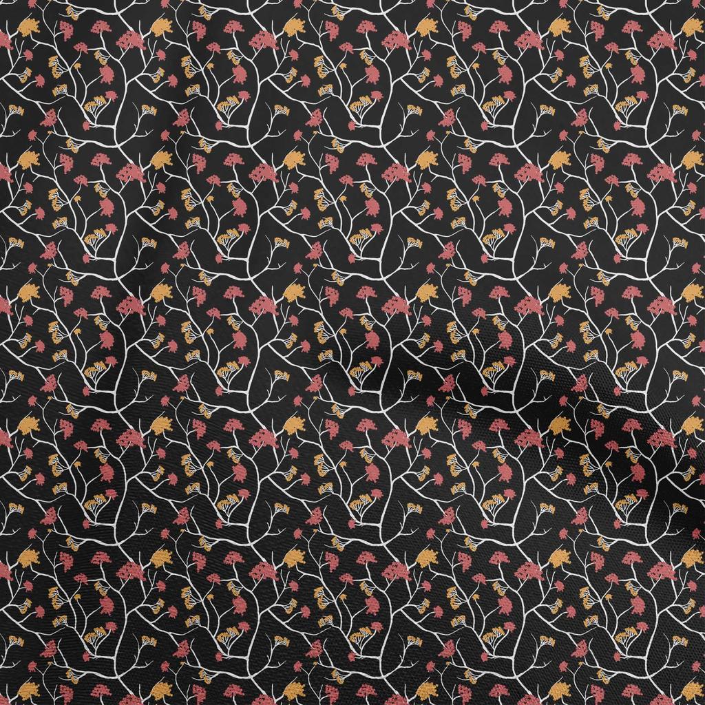 oneOone Cotton Flex Black Fabric Asian Japanese Floral Craft Projects Decor Fabric Printed By The Yard 40 Inch