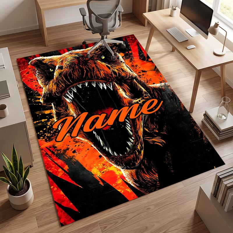 Fierce Dinosaur (1) Personalized Name Office Carpet Stylish Decor for Living Room Bedroom Kitchen