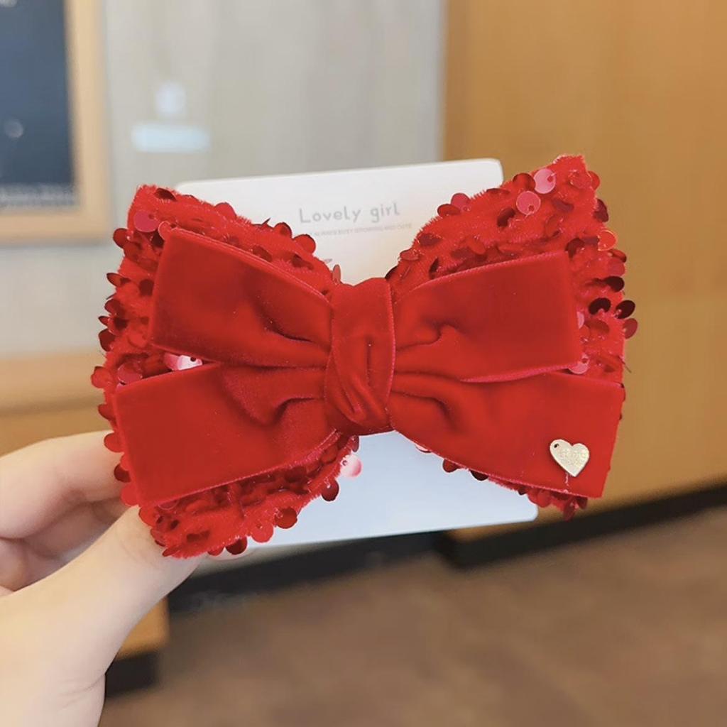 2024 Parent-Child Red New Year Bow Hair Clip: Prosperous Festive Accessory for Bangs