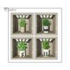 4Pcs/Set Potted Plants Wall Sticker 3D Effect Self-adhesive Waterproof PVC Removable Living Room Bedroom Modern Wall Art Green Plant Decoration Decal