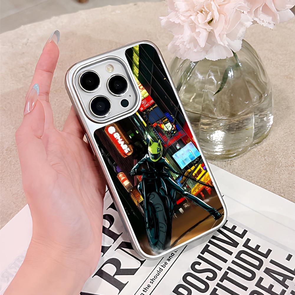 Anime Durarara Phone Case for iPhone 17 16 15 14 13 12 11 Air Pro Max Plus Electroplated Silver Cover