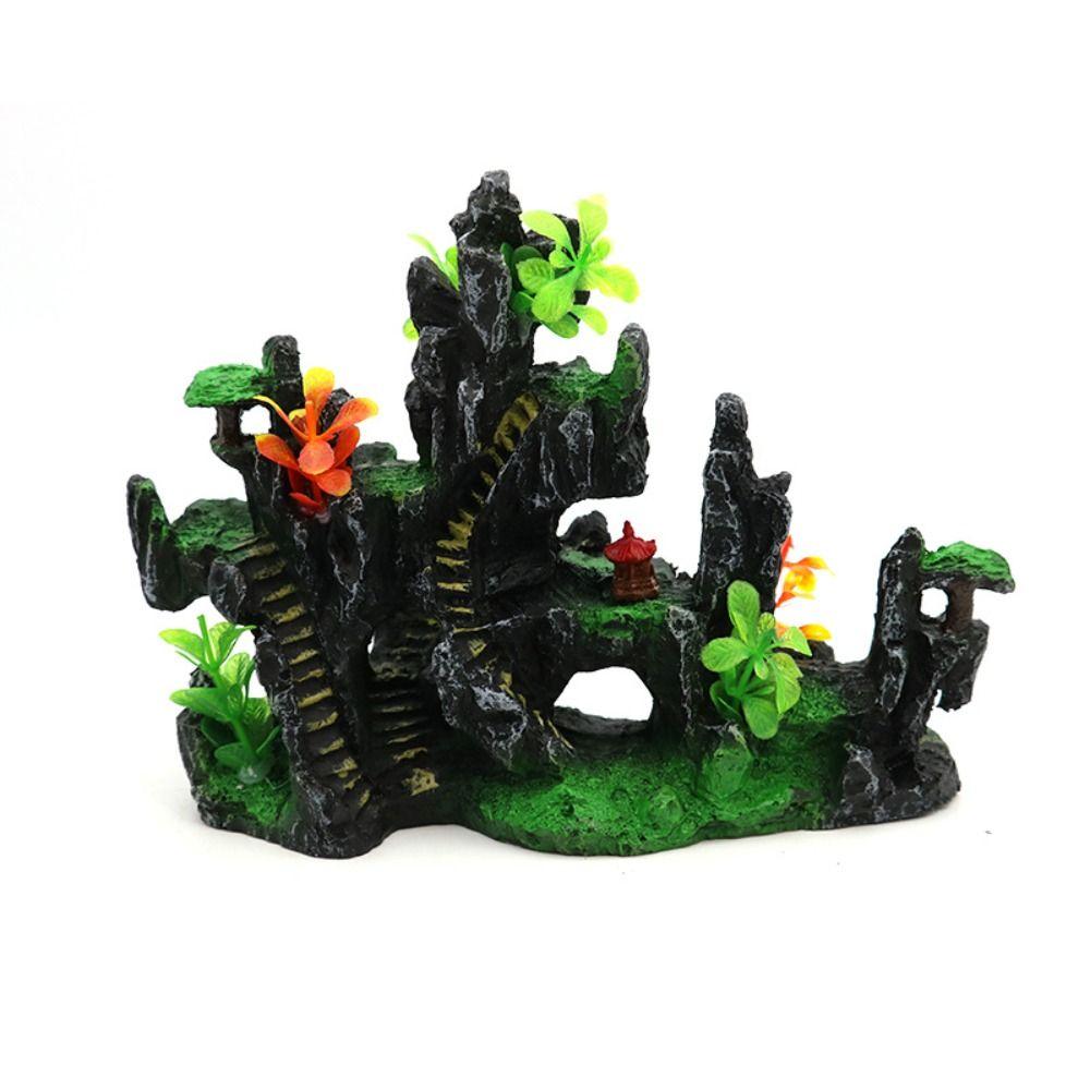Creative Aquarium Rockery Mountain Decoration Resin Mountain Stone Statue  Landscaping