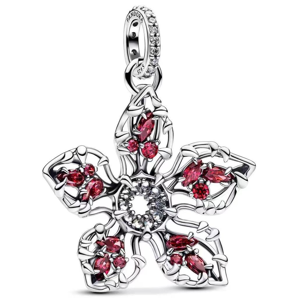 Trendy Red Monster Flower Charm Bracelet 925 Silver Adjustable Hypoallergenic Diy Fine Jewelry