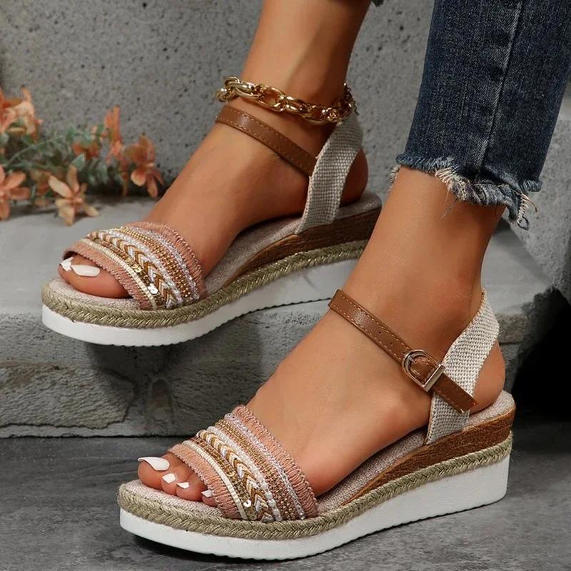 Fashion Women Shoes Summer Breathable Platform Sandals for Women New Casual Wedge Sandals Women Weightlight Flat Sandals Sandalias Mujer