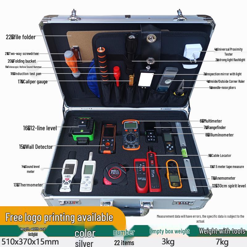 Professional Multifunctional Empty Drum Inspection Tool Set with 2m Straight Edge and Toolbox