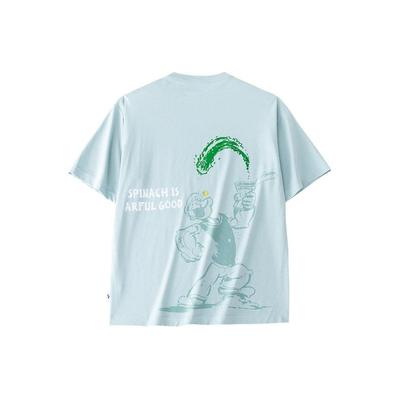 X Popeye Cartoon Letter Round Neck Loose Short Sleeve T-Shirt Men T-Shirt Crystal-Blue 152428150-3