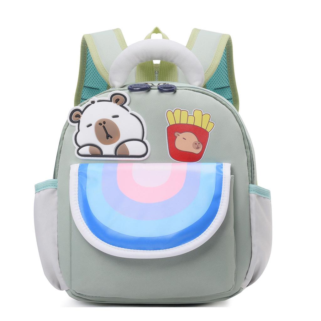 Cartoon Kuromi Capybara Backpack With Breathable Oxford Fabric For Preschoolers School Use зелёный