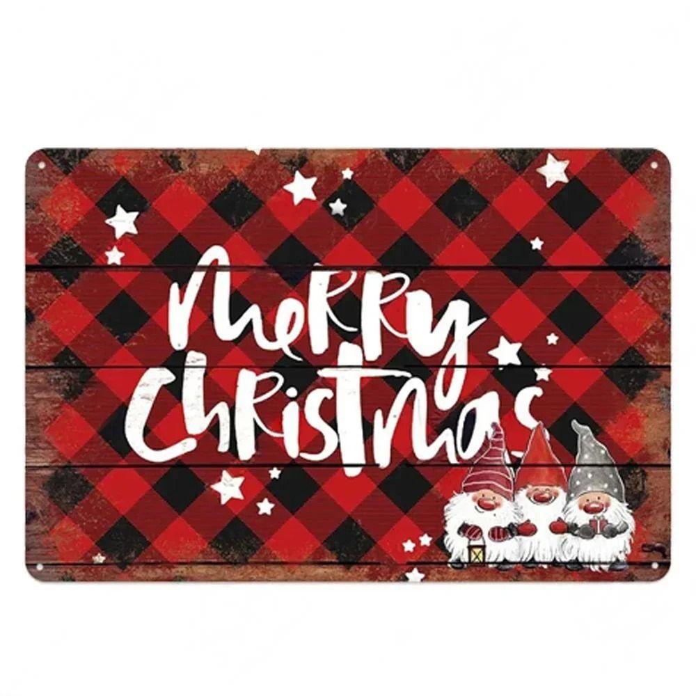 Vintage Christmas Metal Tin Sign Home Festive Wall Decor