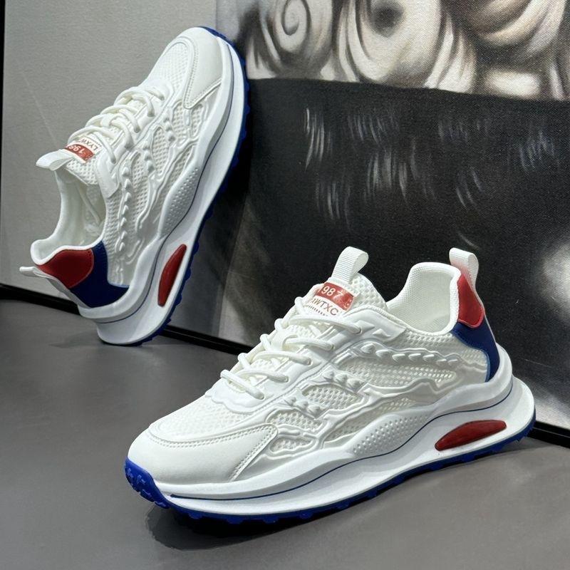 Summer new men's breathable mesh shoes hollow running shoes comfortable soft-soled trendy shoes thin mesh white shoes