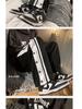 Men's Winter Fleece-Lined Wide-Leg Side Button Straight-Leg Sweatpants