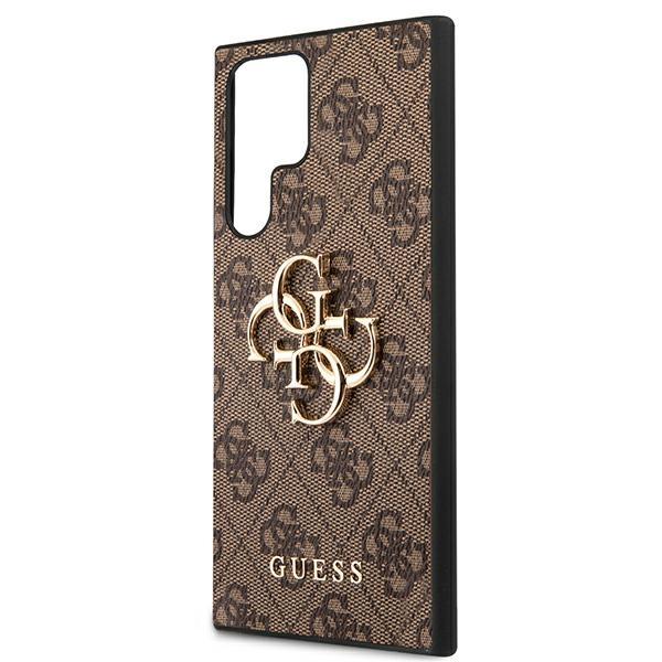 Guess Guhcs22L4Gmgbr S908 S22 Ultra Hnědý/Brown Pevný kryt 4G Velké kovové logo
