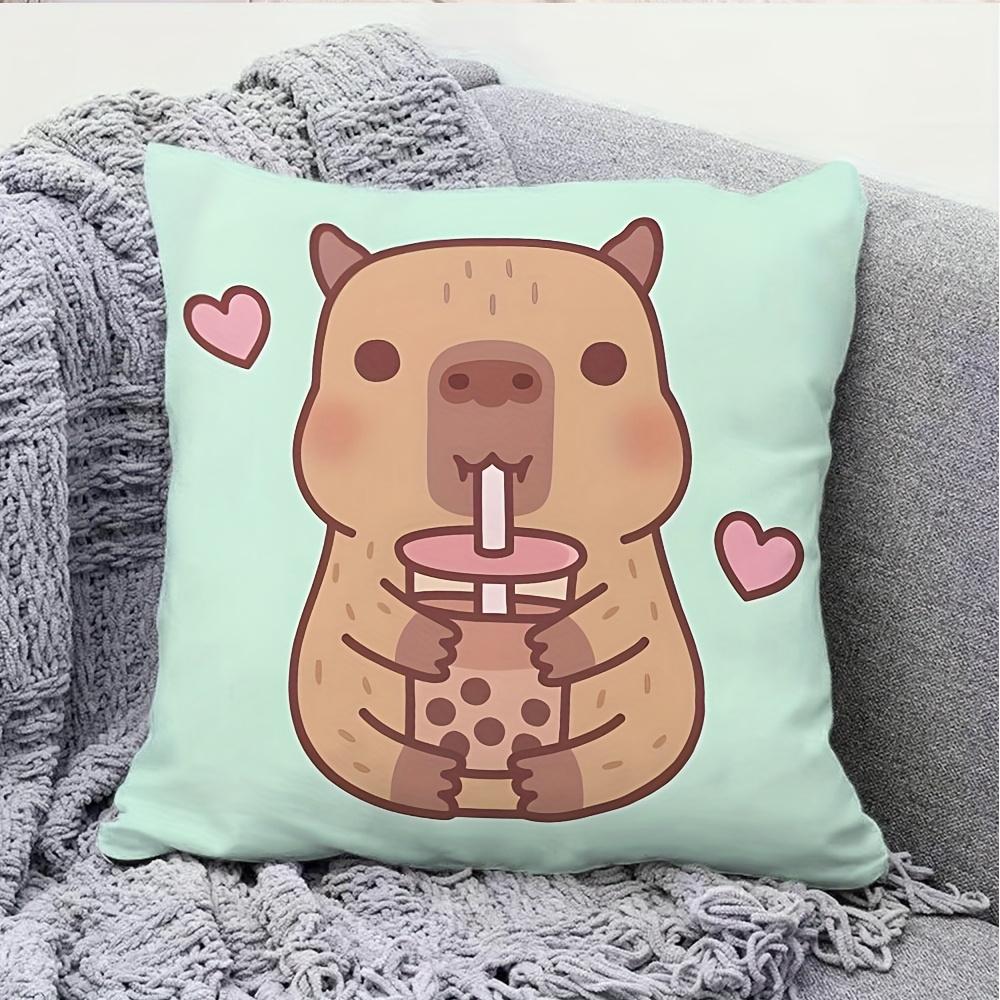 Cute Capybara Printed Pillowcase, Single-Sided Print, Zipper Closure, Machine Washable Polyester For Office Living Room Bedroom