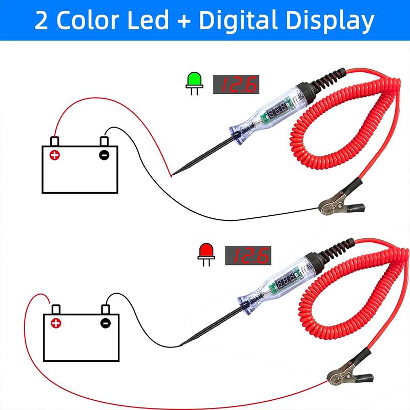 3V-120V Automotive Circuit Test Pen LED Digital Voltage Display Long Probe Circuit Detector Check Vehicle Circuit Telescoping