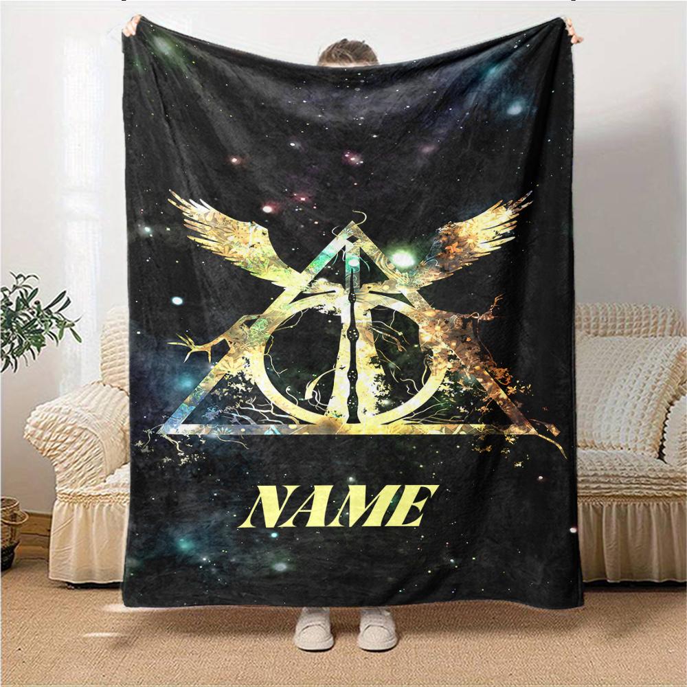 Custom Name Elegant Gothic Crest blanket for Couch & Bed, Plush Cozy Fuzzy Blanket Super Soft & Warm Blankets for Fall and Winter. 090874