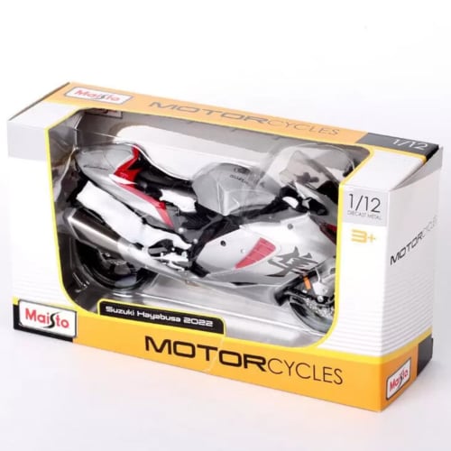 Maisto 1/12 Scale Suzuki 2022 Hayabusa Silver / Diecast Model Car, Motorcycle, Finished Model 21848