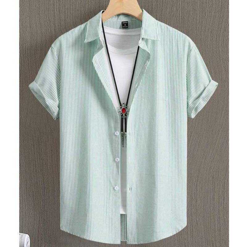 Hawaiian Shirts For Men 3d Stripe Print High-Quality Men'S Clothing Loose Oversized And Blooms Summer Casual Short Sleeve