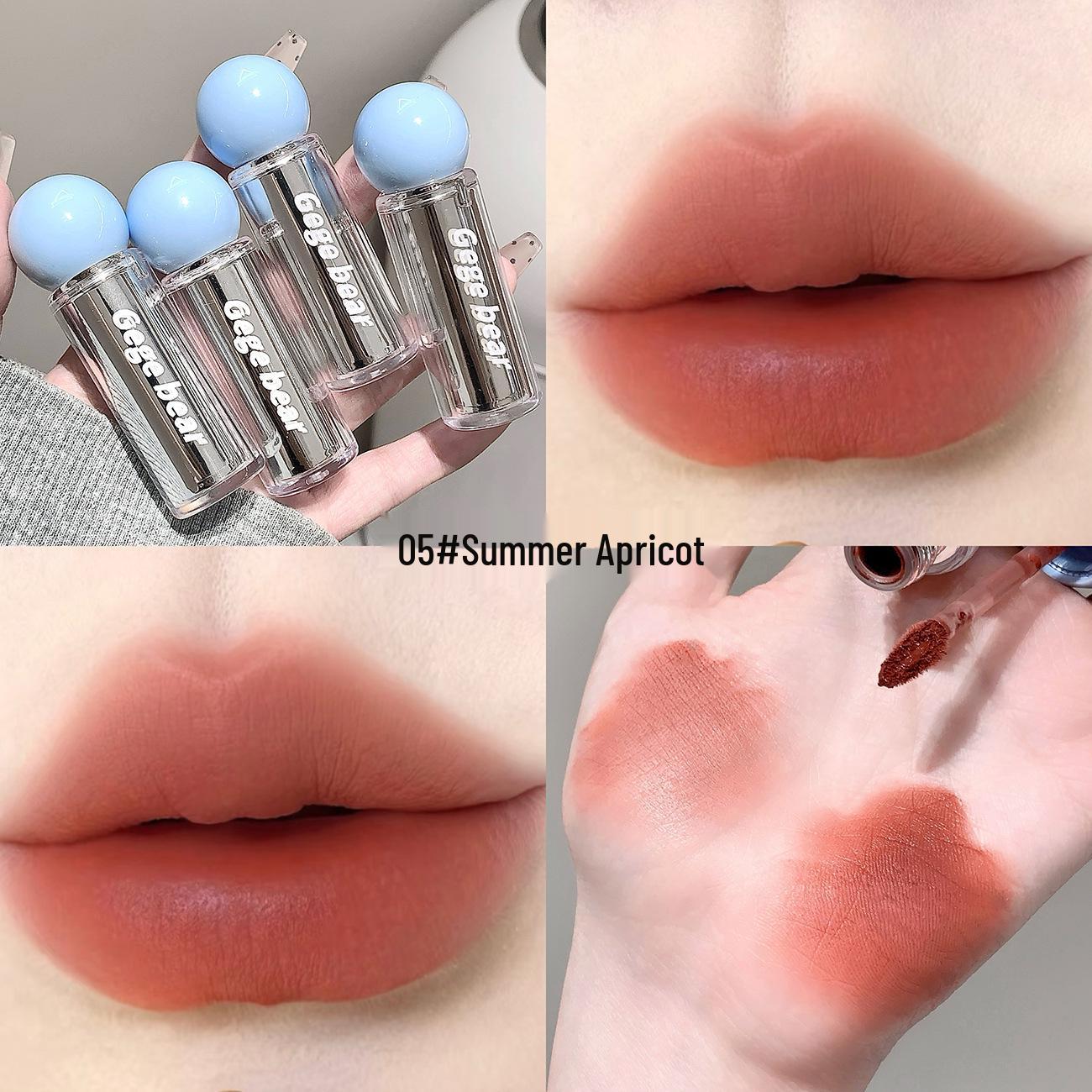 Gege Bear Velvet Matte Lip Glaze - Long-lasting, Non-staining Lip Mud for a Natural Look