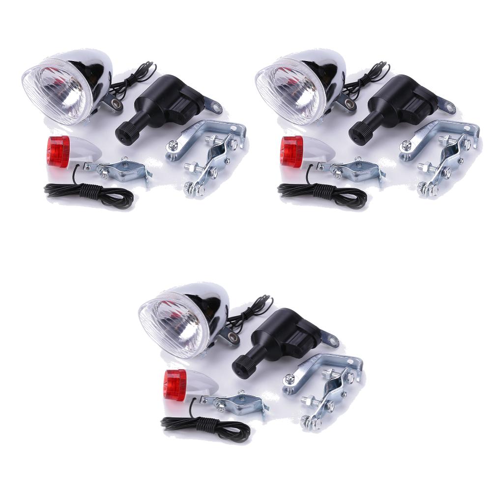

3-1Sets Bike Cycling Dynamo Lights Set Safety No Batteries Needed Headlight Rear&Front&Dynamo light with Bracket Bike Lighting