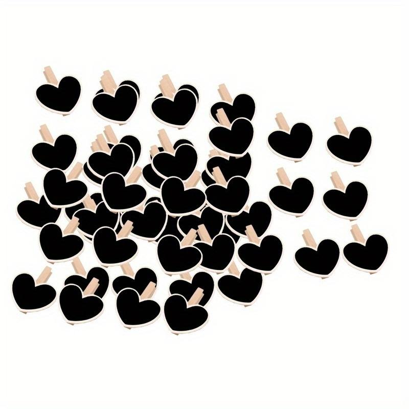 5Pcs Hanging Wooden Blackboard Message Chalkboard Clips Tags Number Price Label Heart Shaped DIY Craft