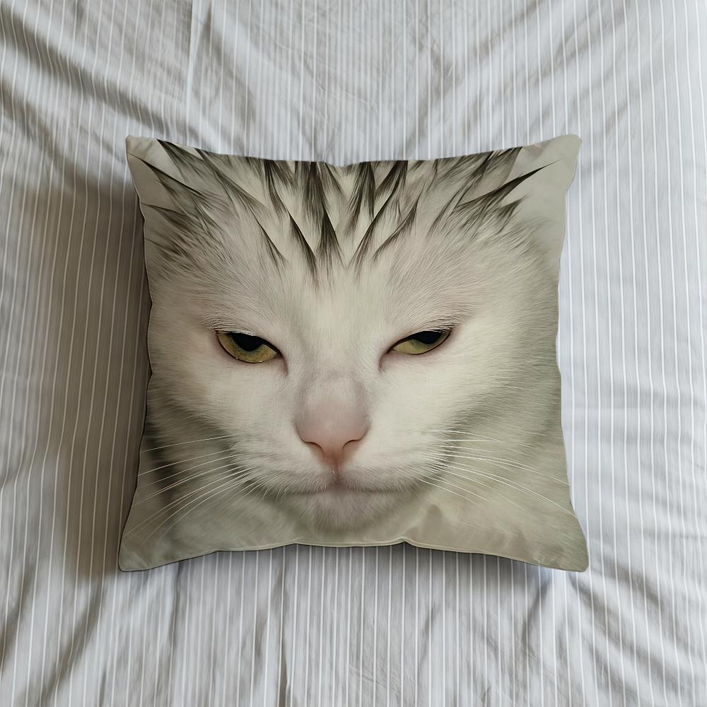 Cushion Cover Soft Meme Case Funny Sofa Living Room Home Comfortable Office Decor Cat Protective Pillow