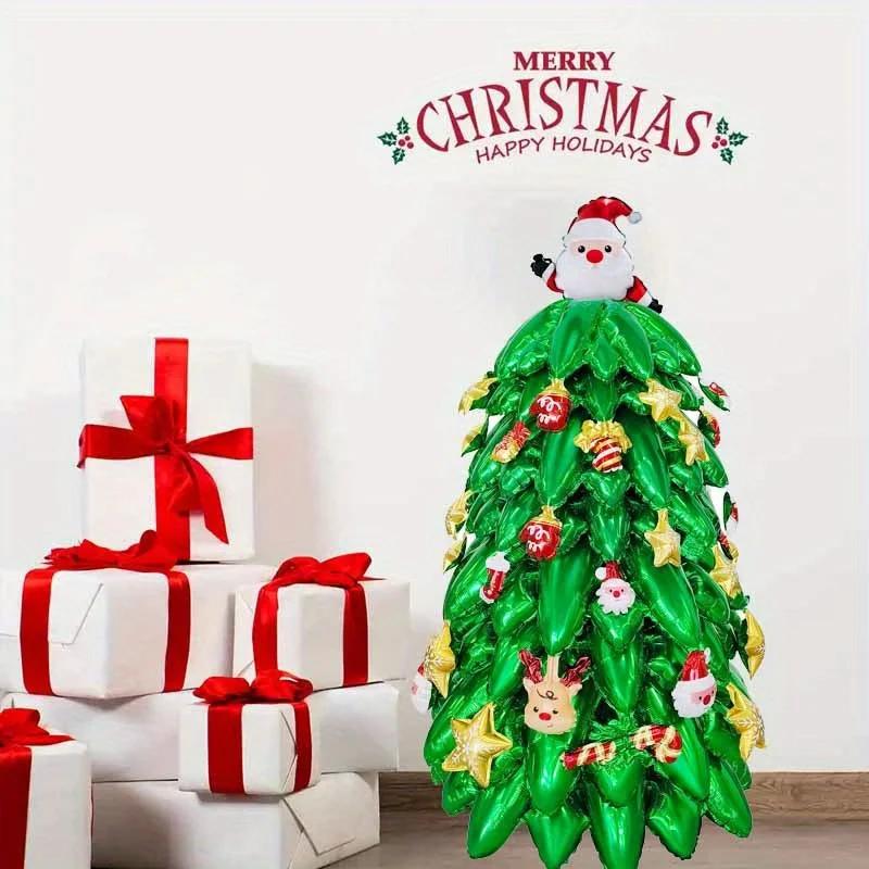 Large 3D Inflatable Christmas Tree Balloon New Year Party Decoration with Merry Christmas Theme Christmas Tree Foil