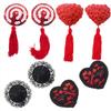Seamless Silicone Heart Nipple Covers with Tassel and Sequin