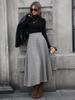In Stock: High-End European Women's Wool A-line Midi Skirt - Autumn/Winter Collection
