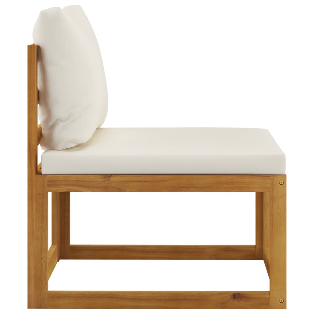 4 Piece Garden Lounge Set with Cream Cushions Solid Acacia Wood