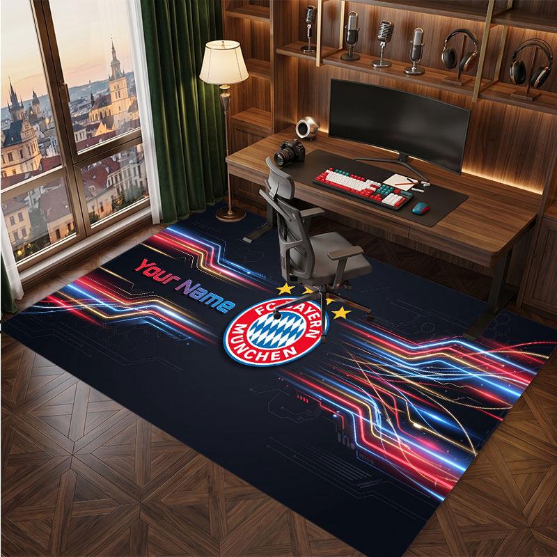 Tappeto in Cristallo di Velluto Personalizzato Bayern Monaco, Stampa Testo Nome Personalizzato, Logo Calcio Morbido Antiscivolo Tappetino per Pavimento Decorazione Casa Regalo