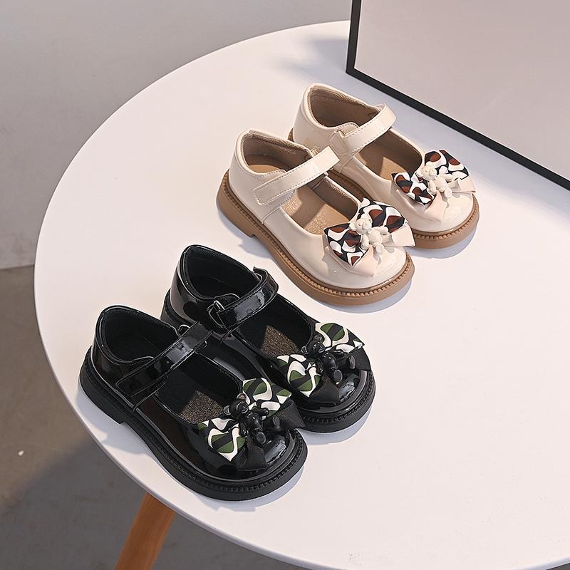 Girls Leather Shoes Children Casual Shoes for Party Wedding British Style Kids Flats 2024 Autumn New Princess Bow-knot Soft Cute