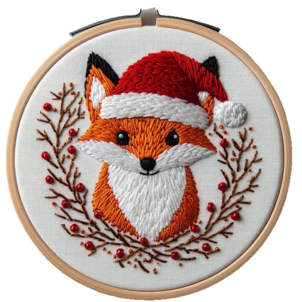 1set Christmas Animal Embroidery Kit, Suitable for Beginners, Includes English Stitch Instructions. DIY Embroidery Craft Material Kit.