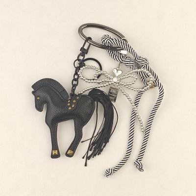 New In Leather Horse Bag Charm Rope Bow Accessories Luxury Keychains Pendant Creative Ornament Gift