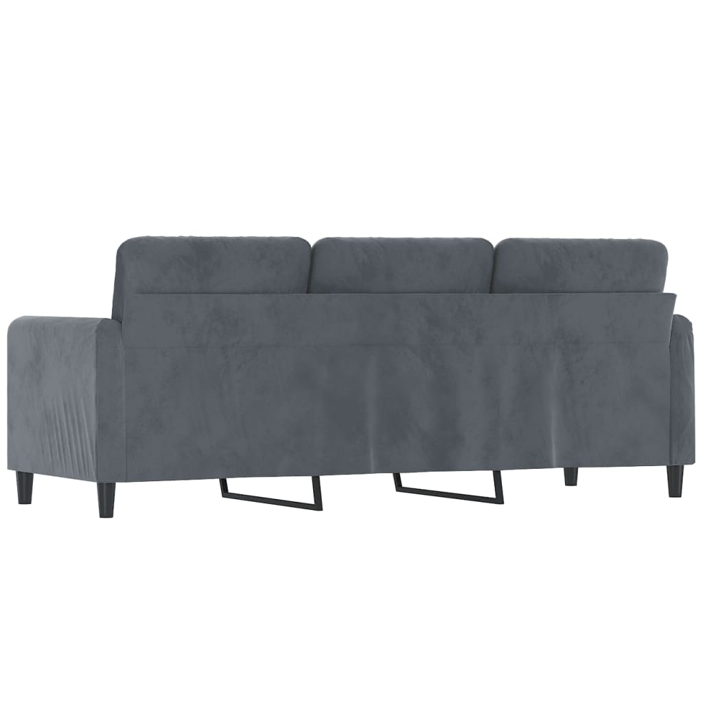 Vidaxl Sofa 3-Osobowa, Ciemnoszara, 180 Cm, Obita Aksamitem