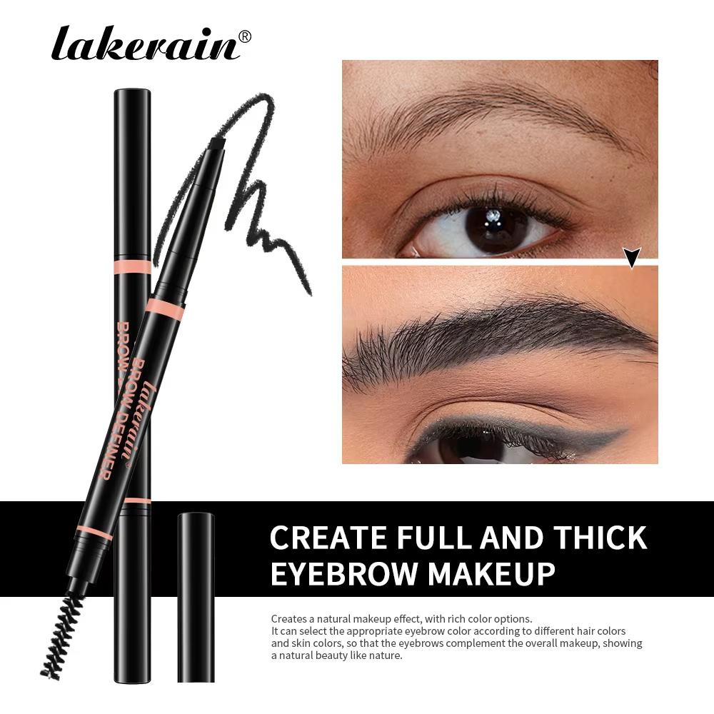Lápiz de Cejas 2 en 1 Impermeable y Larga Duración Color Natural Forma de Cejas Contorno Preciso Punta de Lápiz en Forma Triangular Lápiz de Cejas