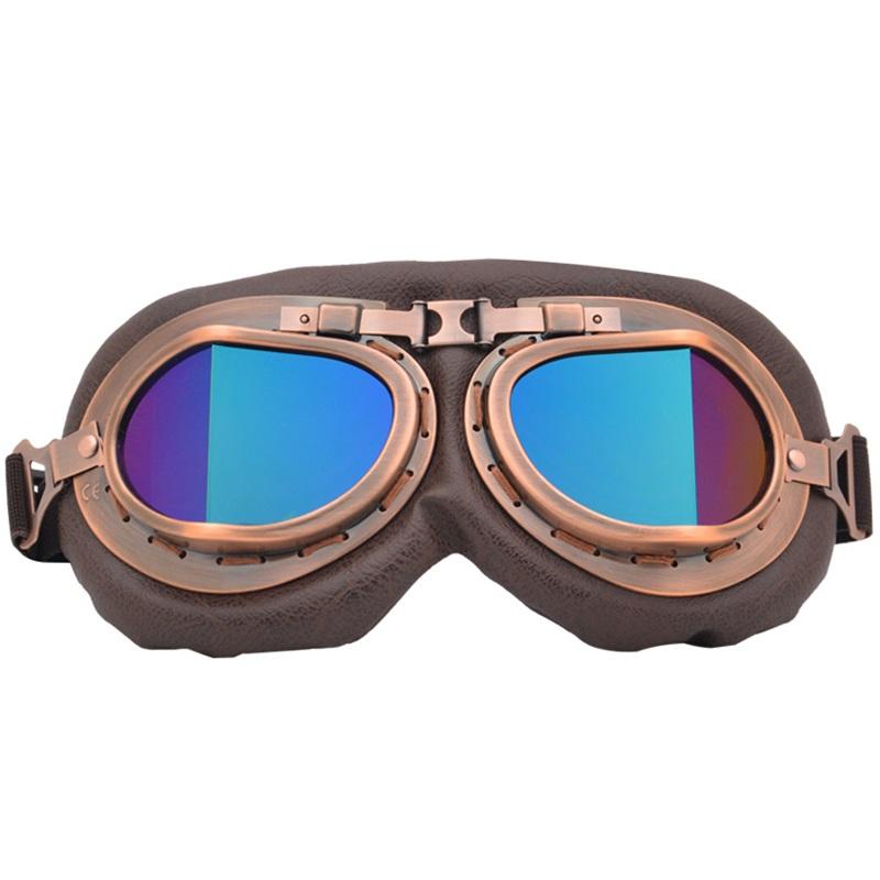 Vintage Goggles Harley Style Silver Frame Copper Motorcycle Windproof Protective Eyewear Retro Goggles For Karting Riding And Biking