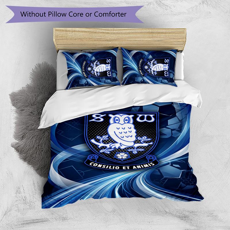 Sheffield Wednesday Football Printed 3 Pieces Bedding Set, Comfortable Skin Friendly Bedroom Duvet Cover Set