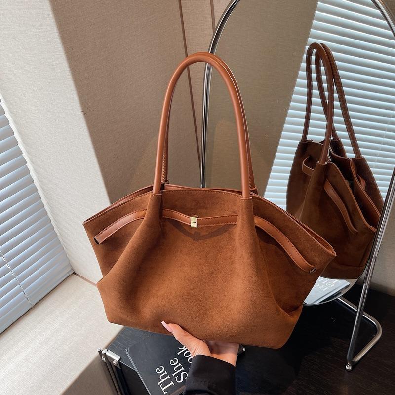 Niche frosted fleece tote bag women's new large-capacity underarm dumpling bag commuter shoulder bag